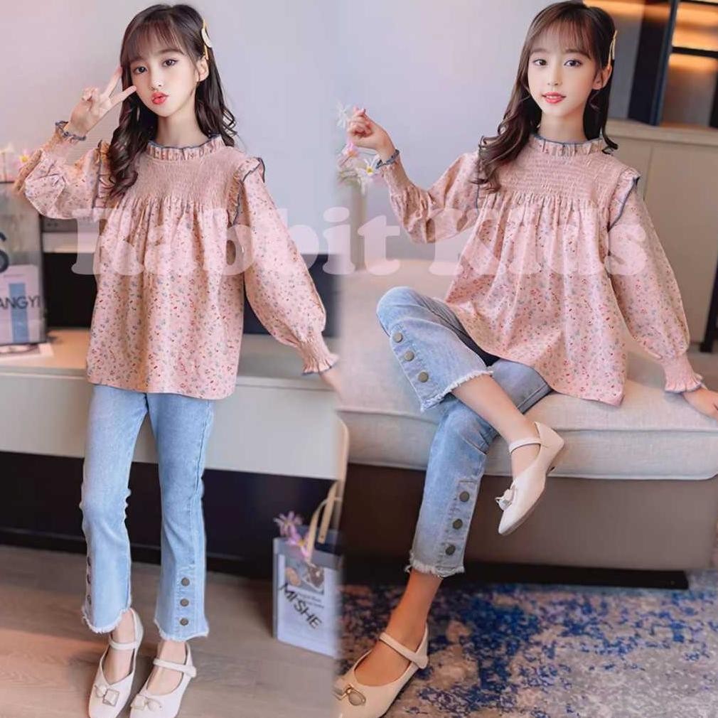 Rabbit Kids One set Baju Anak Perempuan Blouse Tanggung Kekinian