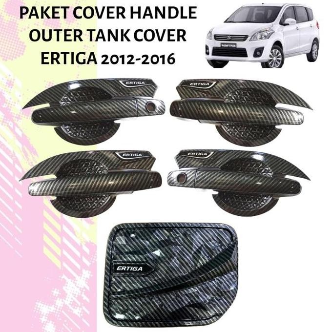 Promo Paket Handle & Tutup Tangki Suzuki Ertiga Lama 2012-2016 Hitam Doff Carbon - Aksesoris Chrome 