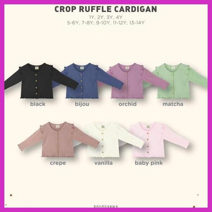 SALE BOHOPANNA CROP RUFFLE CARDIGAN ANAK PEREMPUAN OUTER RAJUT LUCU LENGAN PANJANG BAJU ATASAN STYLI