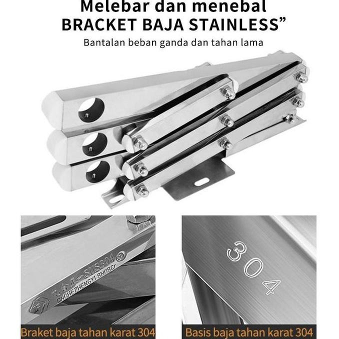 (COD)Jemuran Dinding lipat Stainless Jemuran Baju Dinding Jemuran Pakaian Dinding Jemuran Hanger Por