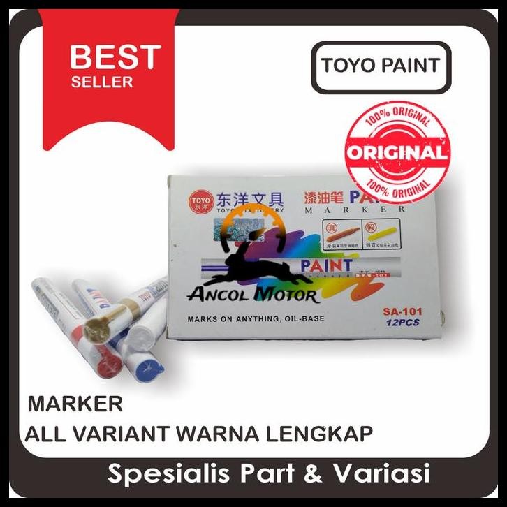 

HOT DEAL SPIDOL BAN TOYO ORIGINAL PAINT MARKER MOBIL MOTOR PEN WARNA IMPOR !!!!!!