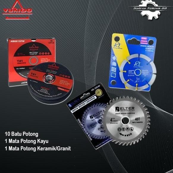 Paketan Batu Gerinda Potong 10 Pcs 1 Batu Gerinda Potong Kayu 1 Batu Gerinda Potong Keramik / Granit