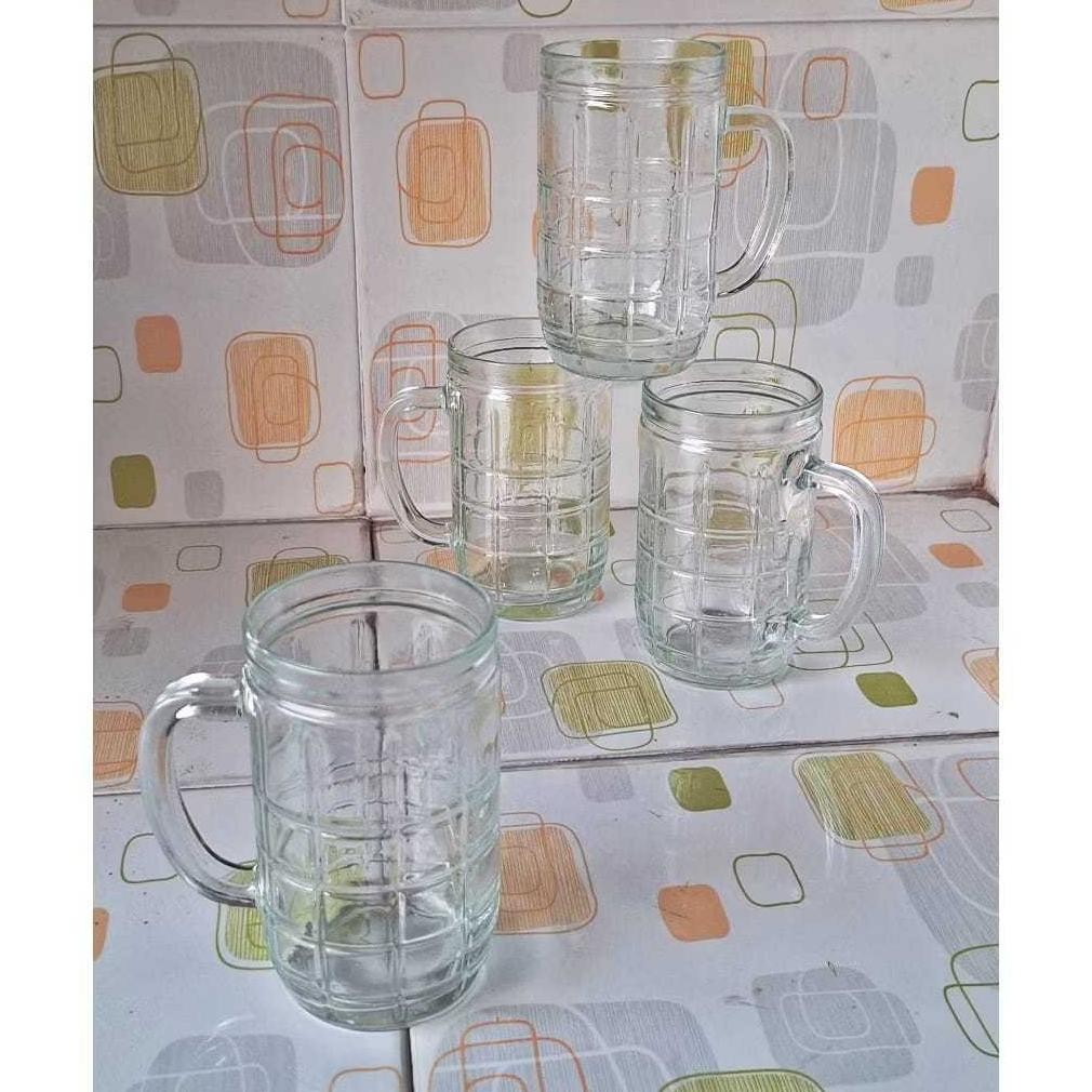 Terlaris - [Satuan] Gelas Kaca Es Teh Model Gagang / Gelas Kaca Bening / Gelas Kaca Kotak