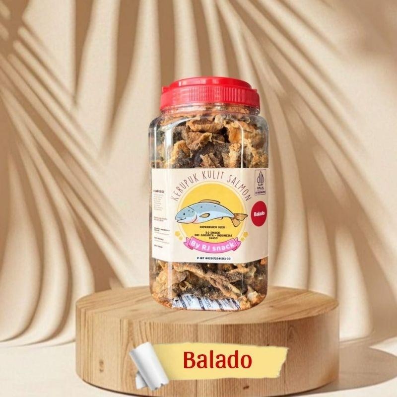 

READY STOCK Kerupuk Kulit Ikan Salmon Rasa Balado Toples Jumbo 220gr ORI!