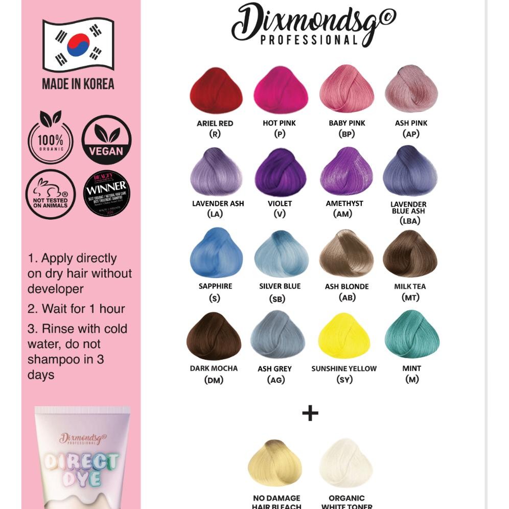 Ready DIXMONDSG HAIR DYE COLOR SEMI-PERMANENT NON-DAMAGING VEGAN ORGANIC (sub brand dixmondsg.id)