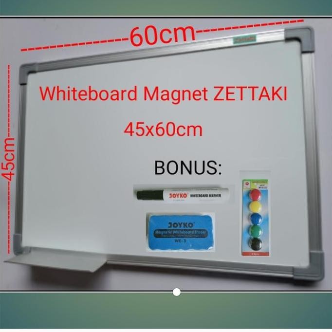 

[ SKUL ] Papan tulis magnet whiteboard gantung single face ZETTAKI 45x60cm