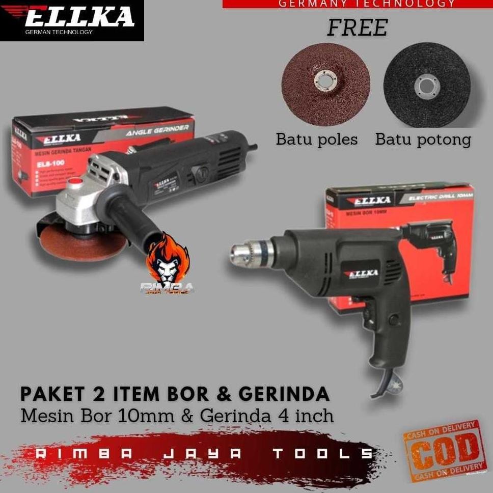 PAKET 2 ITEM BOR & GERINDA MESIN BOR 10MM BOLAK BALIK MESIN GERINDA 4 INCH