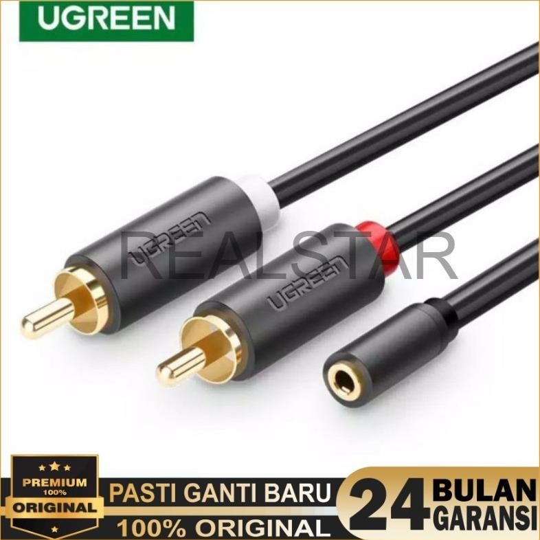 Ugreen Kabel Audio 3.5mm to Rca 2 Male - Ugreen 10588 / 10561 Aux 3.5mm Female to Rca Nugi