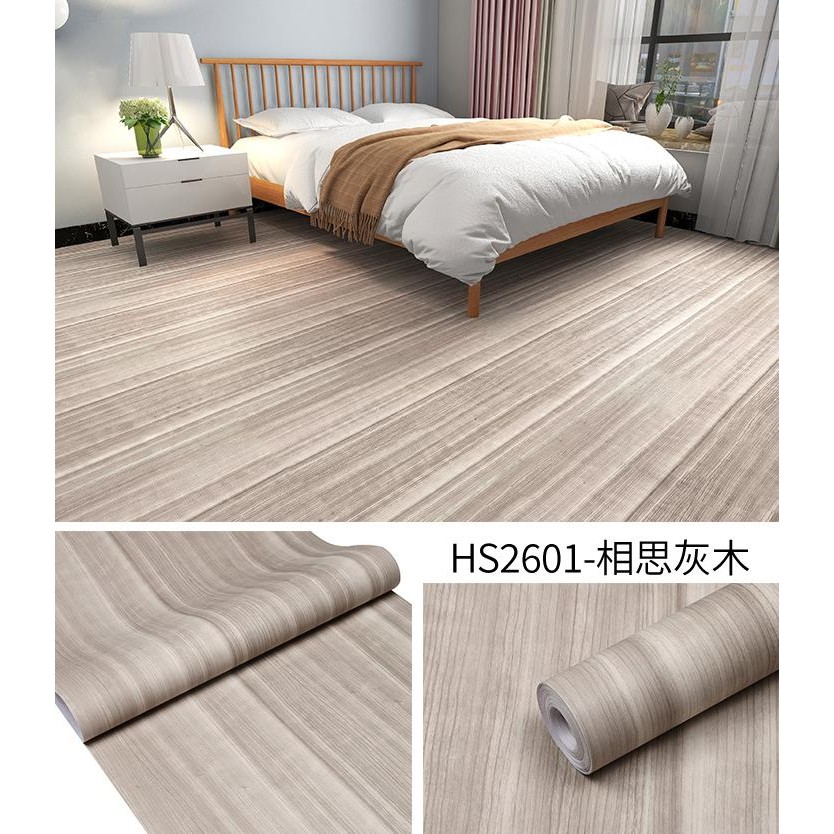 Wallpaper Stiker Lantai Dinding Bahan Tebal Perekat Diri Toilet Tahan Air Stiker Lantai Motif Kayu A
