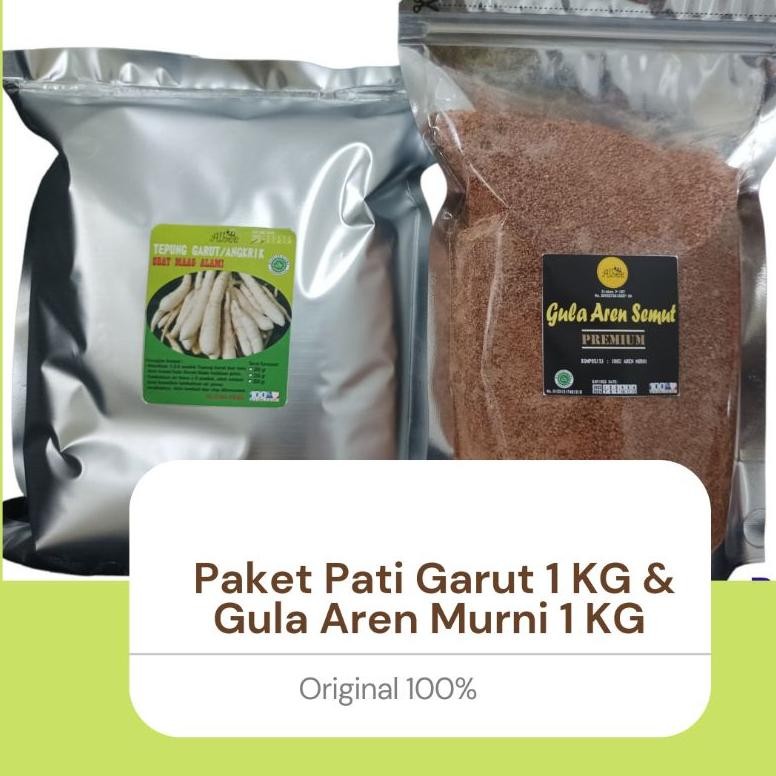 

PAKET TEPUNG GARUT 1 KG DAN GULA AREN 1 KG, MURNI 100% Nugi