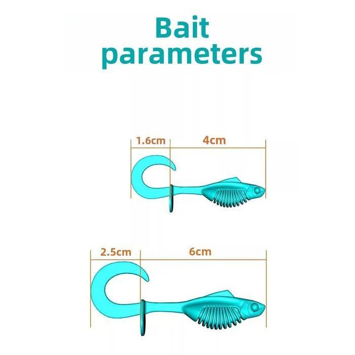 10Pcs Umpan Ikan Karet Umpan Lembut Tahan Gigitan Air Tawar Air Laut Dua Aksi Umpan Enam Warna Terse
