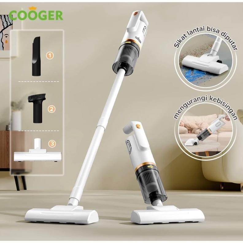 COOGER Vacuum Cleaner Vacuum Lantai Penyedot Debu 5IN1 Dengan Gagang Panjang Hijau Alat Penyedot Deb
