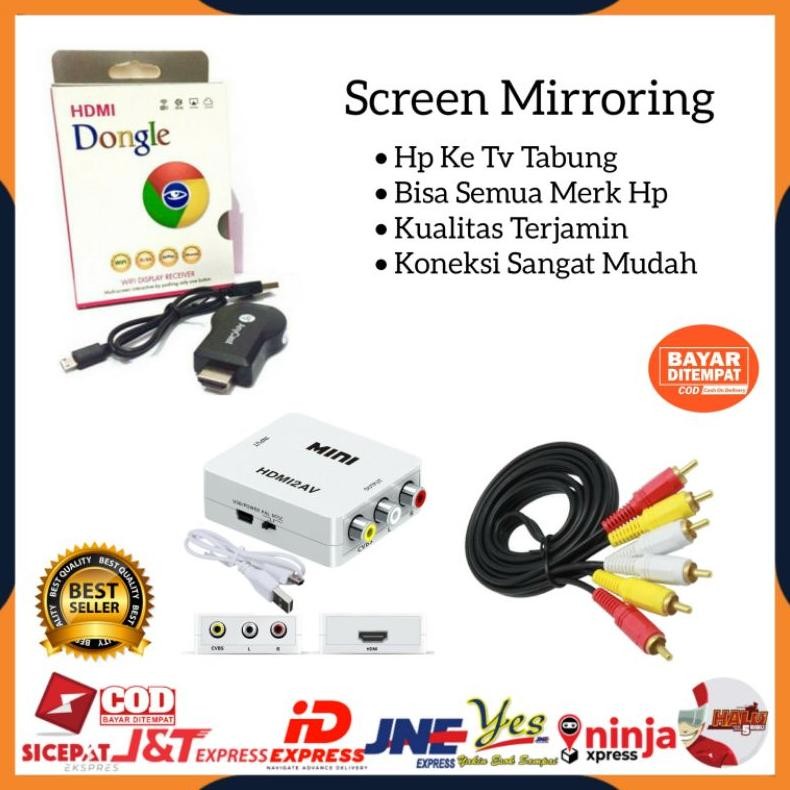 [COD] PAKET LENGKAP ANYCAST MIRRORING DARI HP KE TV TABUNG / ANYCASH DONGLE WIRELESS MIRACAST / PENG
