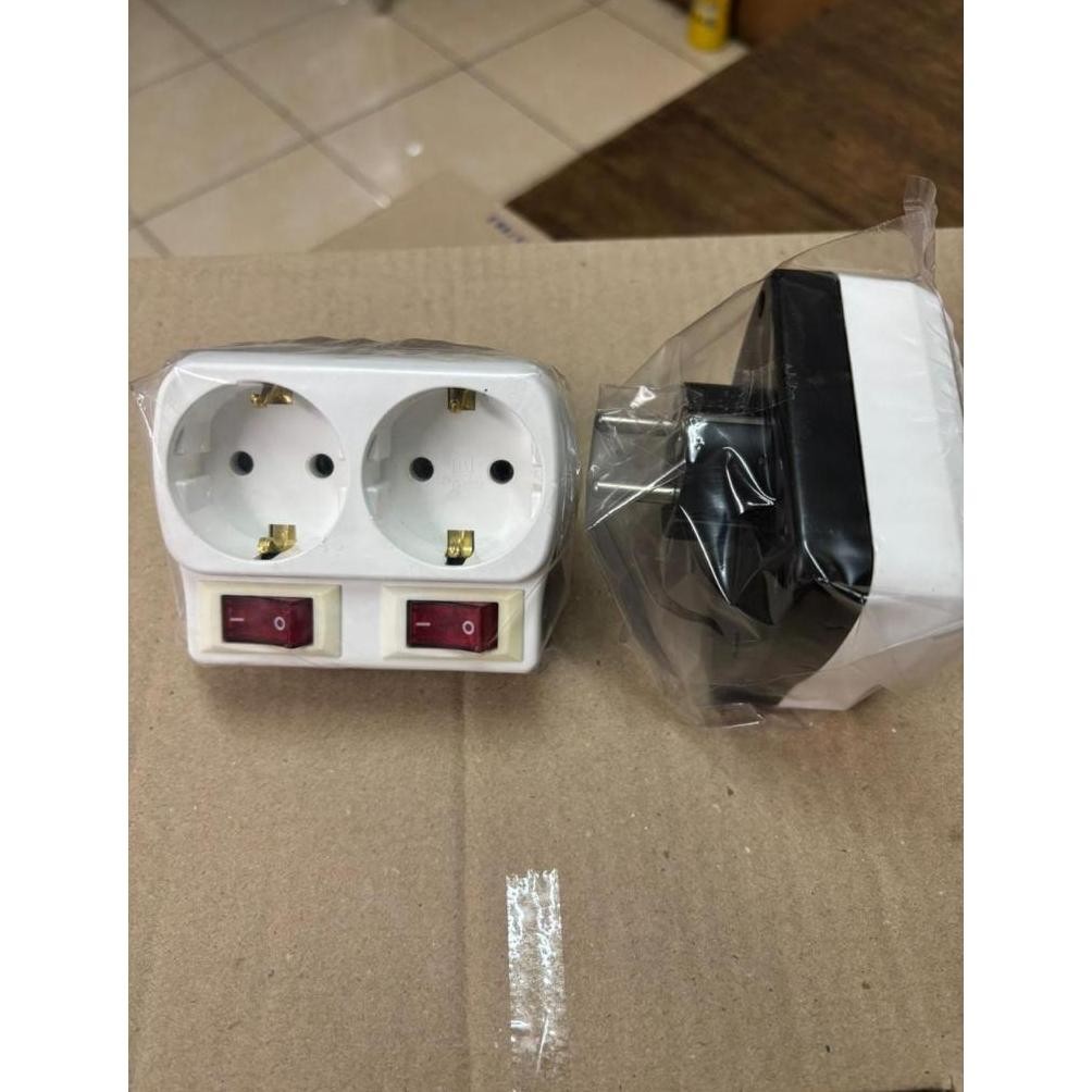 BROCO 13823 STOP KONTAK BROCO 2 LUBANG + STEKER + SAKLAR BROCO 13823 Nugi