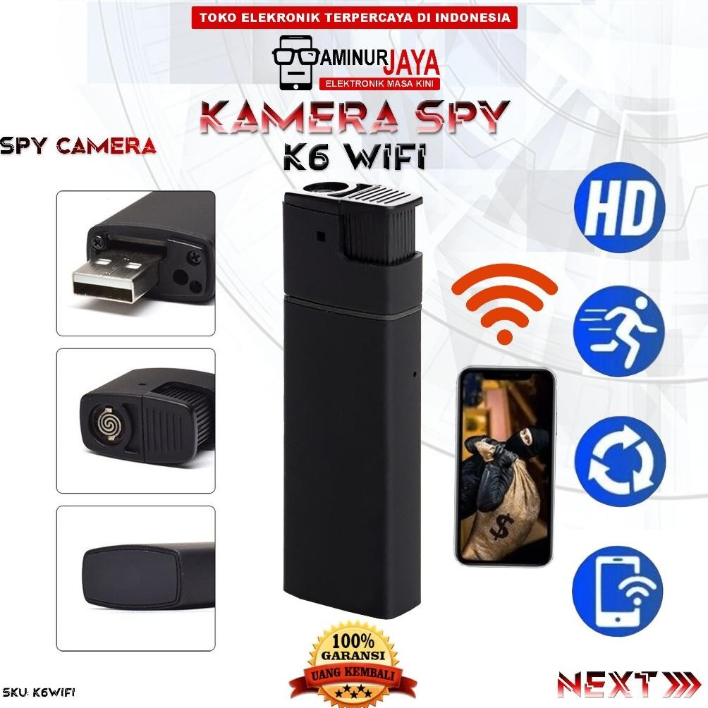 Spycam Camera Korek Elektrik K6 Wifi Lighter V18 Hidden Spy IP Kamera Unik Pengintai Mata mata CCTV 