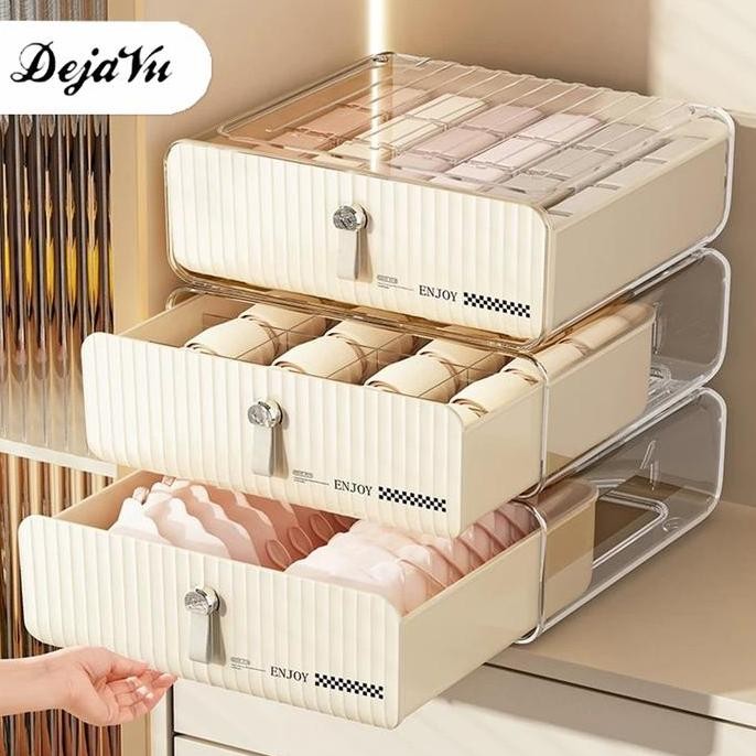 Dejavu Rak Laci Serbaguna Pakaian Dalam Kaos Kaki Underwear Storage Box Cream Kotak Tempat Penyimpan