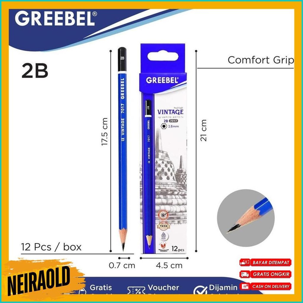 

Greebel Pencil Tulis / Pensil 2B 7017 Vintage (12Pcs/Set) / Graphite Pensil Ujian Alat Tulis Sekolah Diskon Setengah Harga