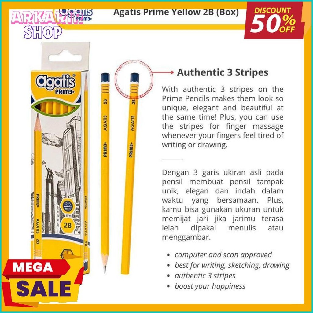 

Agatis Pensil 2B Prime Series (Isi 12 Pcs) - Pensil Ujian Hitam Kuat & Tajam Flash Sale! Diskon Hingga 70%