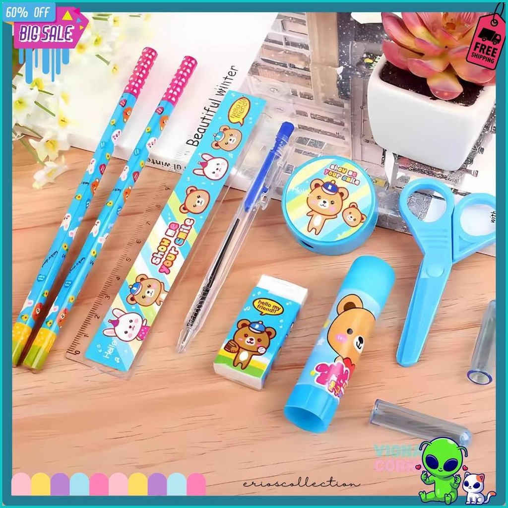 

Alat Tulis 1 Set Lengkap Peralatan Sekolah Murah Stationery Pulpen Pensil Gunting Penghapus Lem Diskon