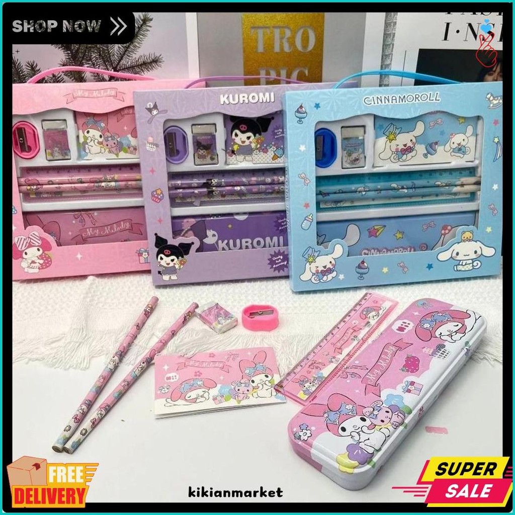 

(Cod) Set Alat Tulis/ Kotak Pensil Anak Set 7 In 1 Stationery Untuk Hadiah Anak Sekolah Sanrio/ Alat Tulis Set Kotak Pensil Karakter Kuromi/ Set Atk Lucu Dan Murah Terlaris! Produk Ini Banyak Dicari