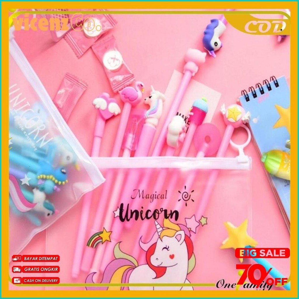 

One-A15 Pulpen Gel Karakter Lucu Set Isi 20Pcs Pena Free Zipper Pouch Tempat Pensil Transparan Murah Flash Sale! Diskon Hingga 70%