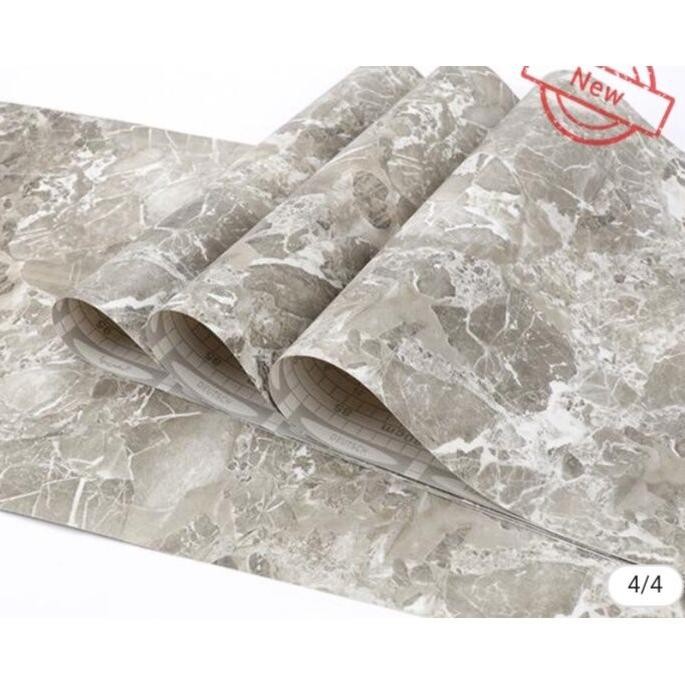 Wallpaper sticker dinding Marmer Marble Granit Abu Corak Putih