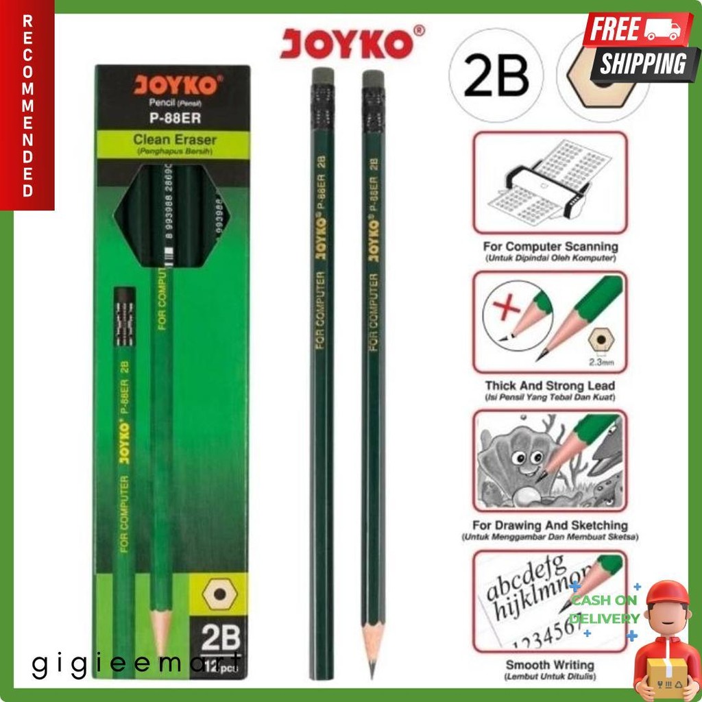 

(12Pcs) Pensil 2B Joyko P-88Er/Pensil 2B Joyko Flash Sale! Diskon Hingga 70%