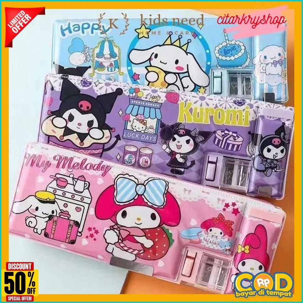 

Kotak Pensil 2 Sisi Magnet + Serutan / Tempat Pensil Panjang Karakter Lucu / Pencil Case Sanrio Melody Kuromi Diskon
