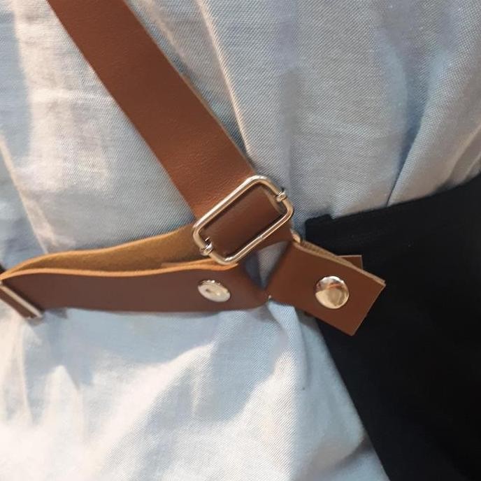 Apron Tali Silang Canvas + Sintetic Leather - Celemek Barista / Barist