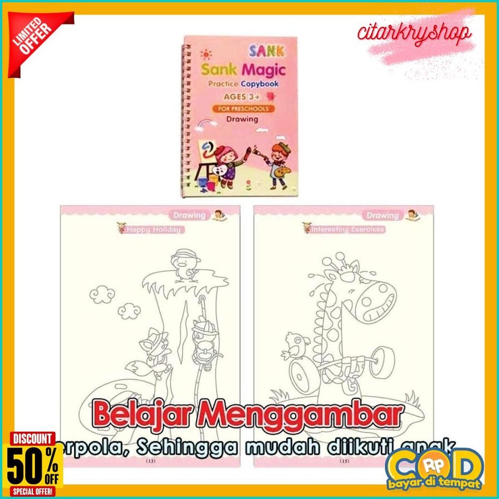 

Sank Magic Book ( Isi 4 Buku + Pulpen + Refill ) Buku Belajar Menulis Menggambar Edukasi Anak Diskon
