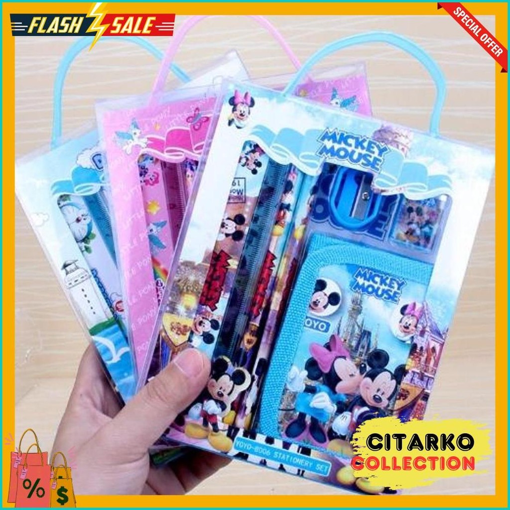

Gratis Ongkir - S5926 Stationery Set / Alat Tulis Set 6 In 1 Hadiah Souvenir / Paket Alat Tulis + Dompet Anak / Alat Tulis Set Karakter Diskon Setengah Harga