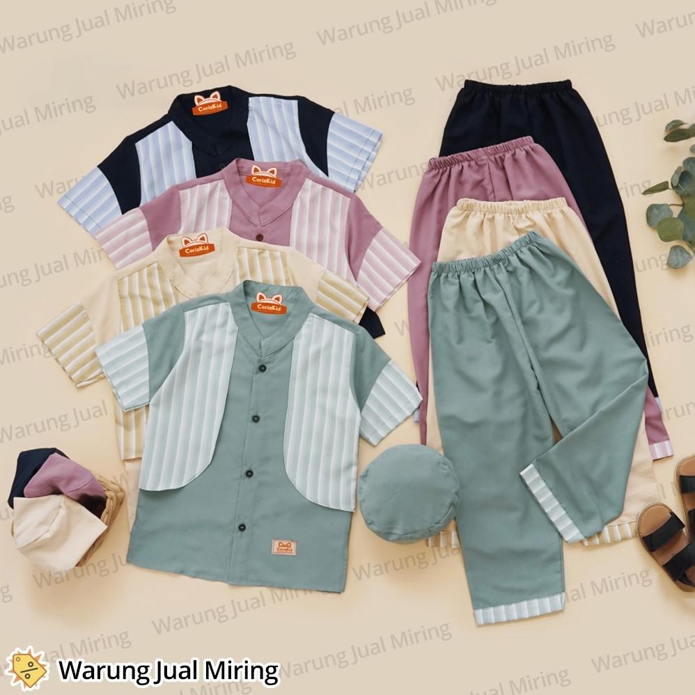 Terbaru Setelan Anak Baju Koko 0-9 Tahun Celana Panjang Peci Set Sarkoci Kemeja Kurta Laki Cowok Bab