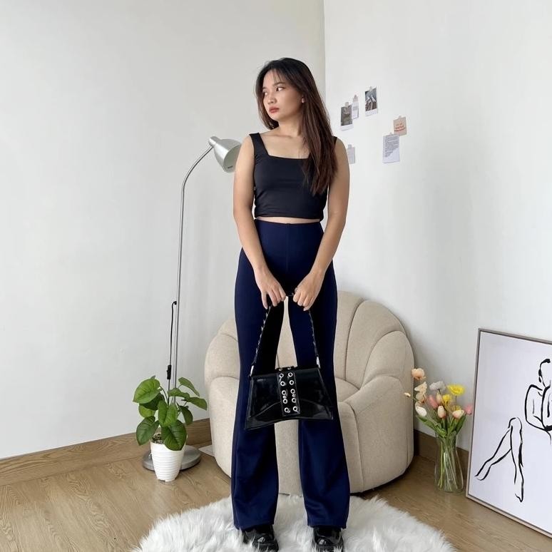 Flash Sale PROMO Celana Fit And Flare Pants Cutbray Scuba Pinggang Highwaist Bahan Stretch Melar Ela
