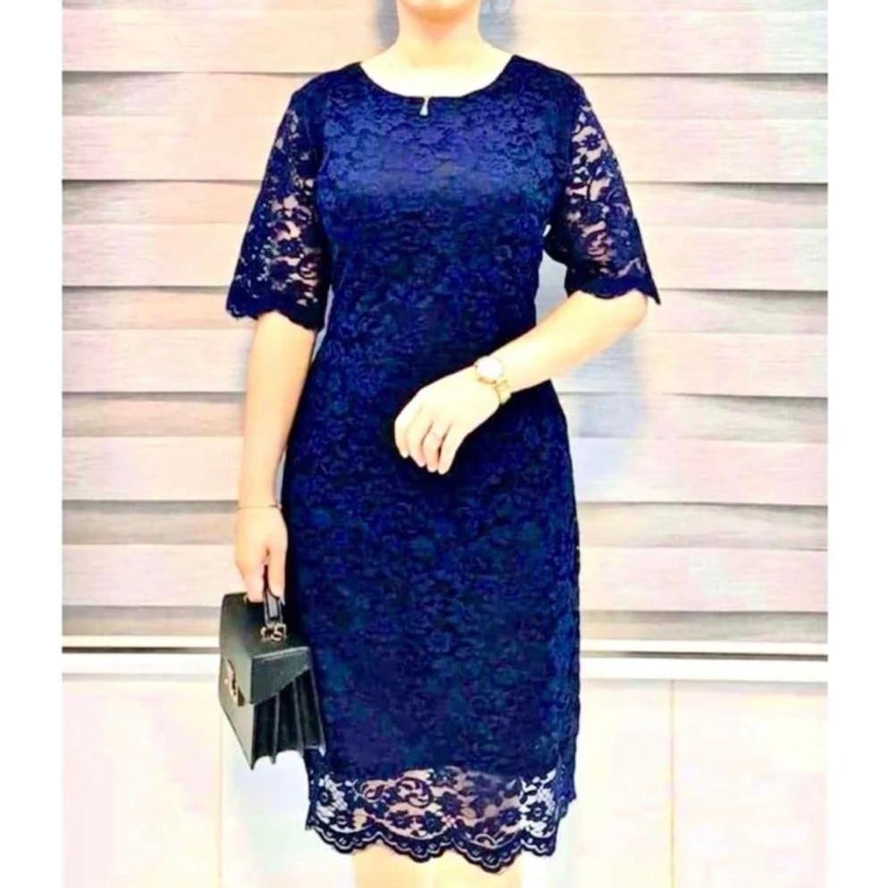 DF269>> Dress Brokat Full Furing Dress Brokat Slim Dress Natal Midi Dress Dress Pesta