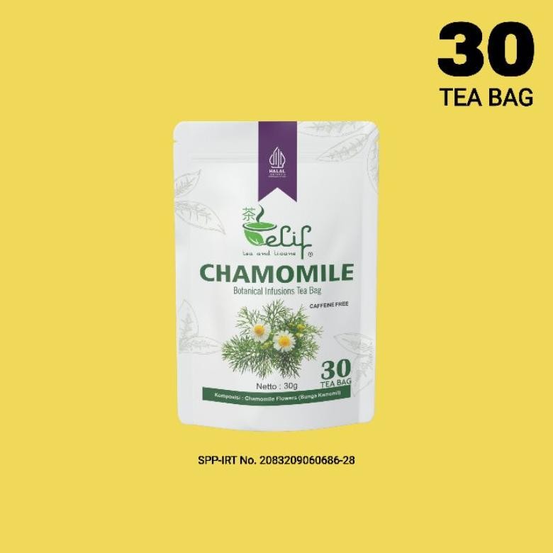 ELIF TEA AND TISANE Chamomile Tea | Teh Bunga Camomile | Teh Insomnia Asam Lambung | 30 Tea Bag Nugi
