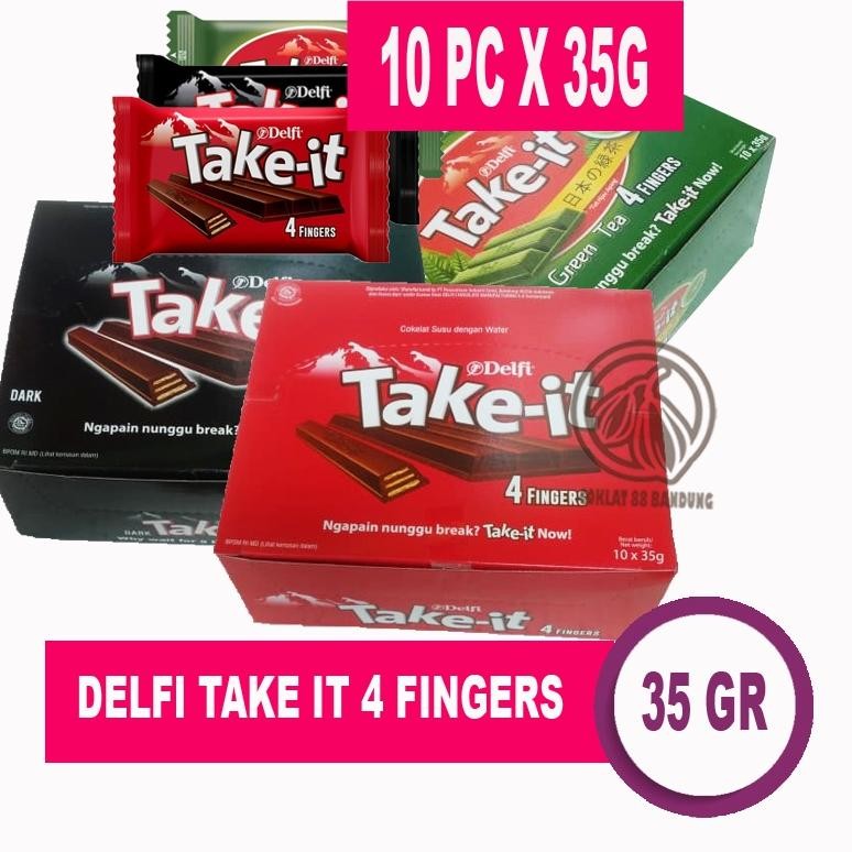 

DELFI TAKE IT 35GR BOX ISI 10 PCS COKELAT - TAKEIT GREEN TEA MATCHA COKLAT 10 X 35 GRAM Nugi
