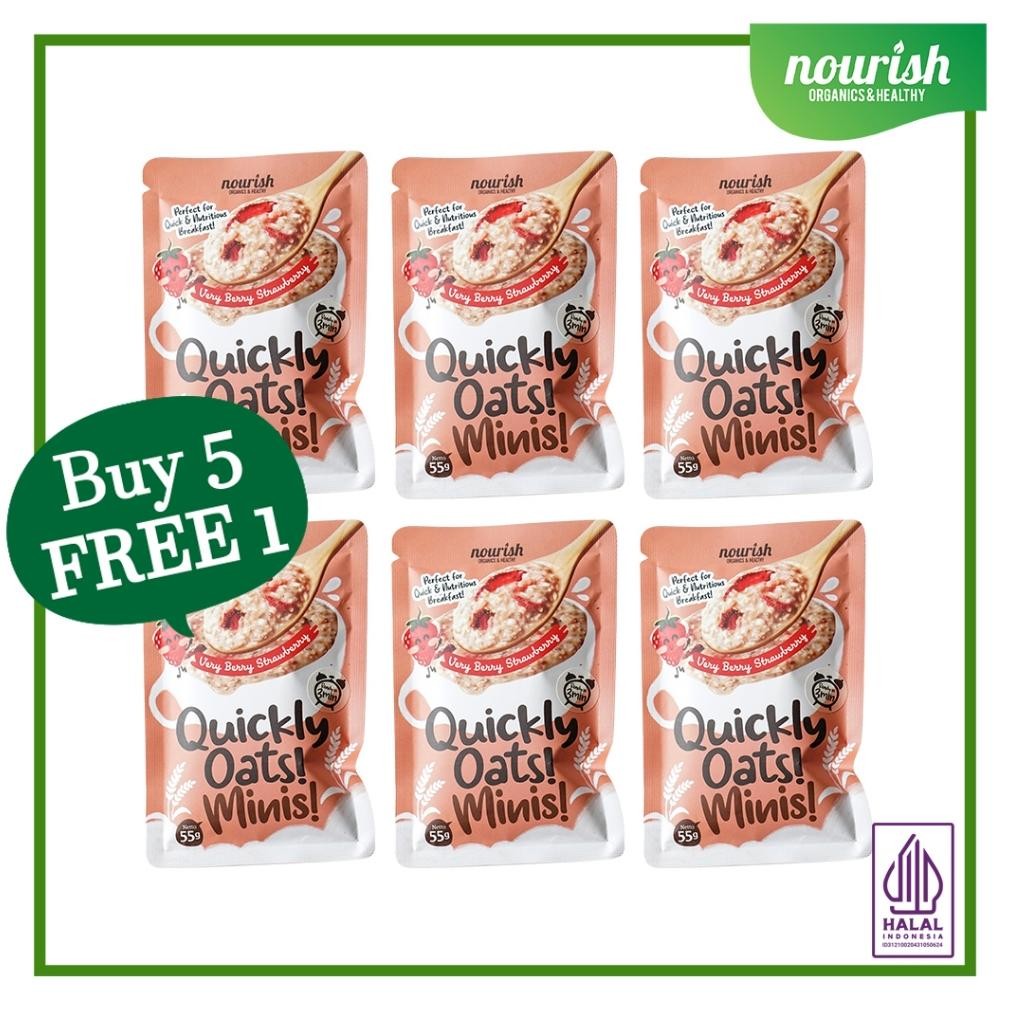 

BUY 5 GET 1 FREE Quickly Oats! Minis! Very Berry Strawberry Nugi