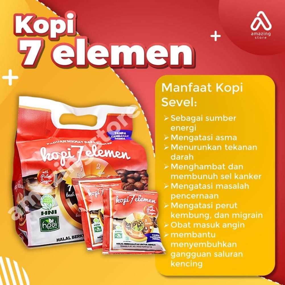 

Kopi Herbal HNI - Kopi Sevel 7 Elemen Kopi HPA Isi 20 Sachet, Kopi 7 Elemen HNI HPAI, Kopi Sevel HNI Nugi