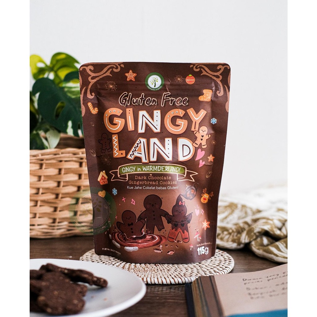 

GLUTEN FREE GINGYLAND - DARK CHOCOLATE GINGERBREAD COOKIES 115GR Nugi