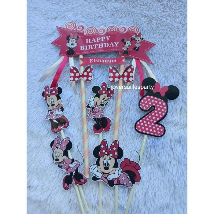 Cake Topper Minnie Mouse Pink/Topper Minnie Mouse/Hiasan Kue Minnie