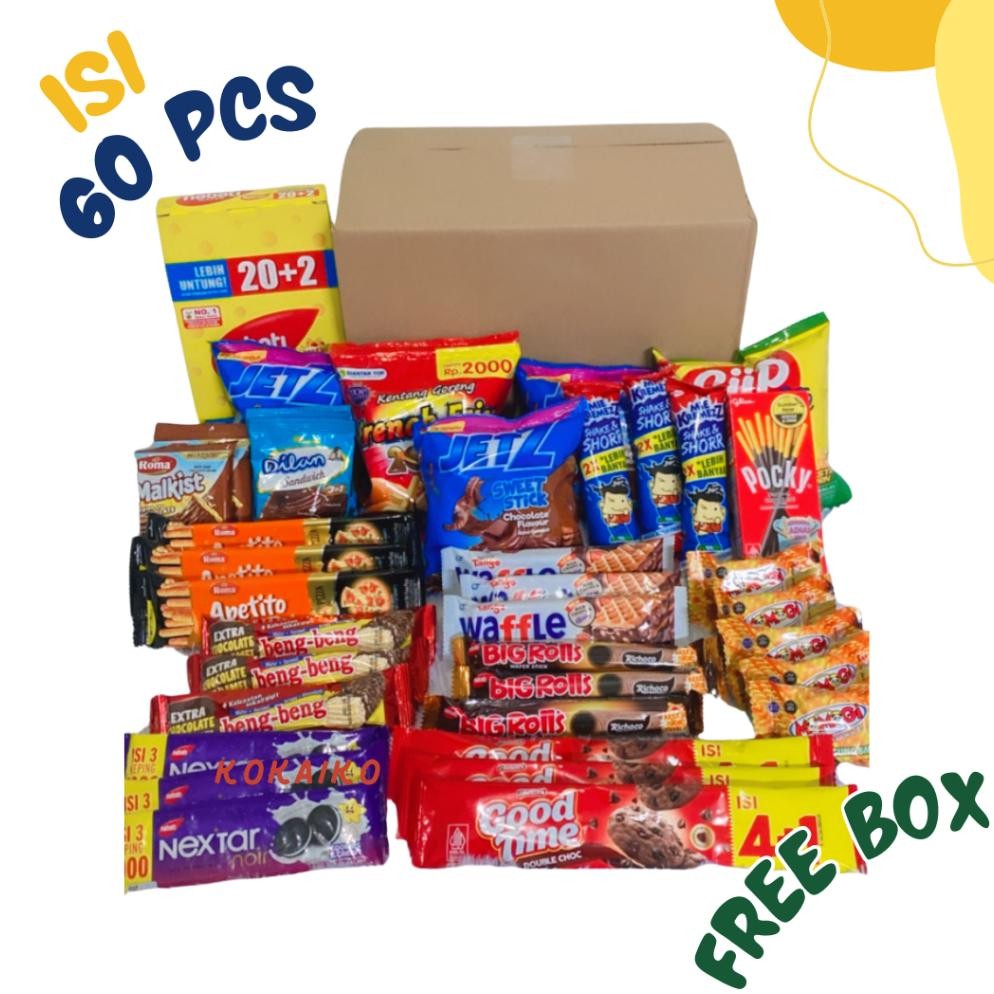 

Hampers/Paket snack/Snack box kado isi 60 pcs