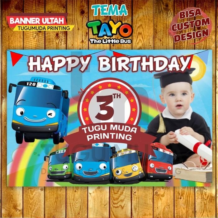 Cetak BannerBackdropSpanduk Ultah/Ulang Tahun Anak - TAYO LITTLE BUS