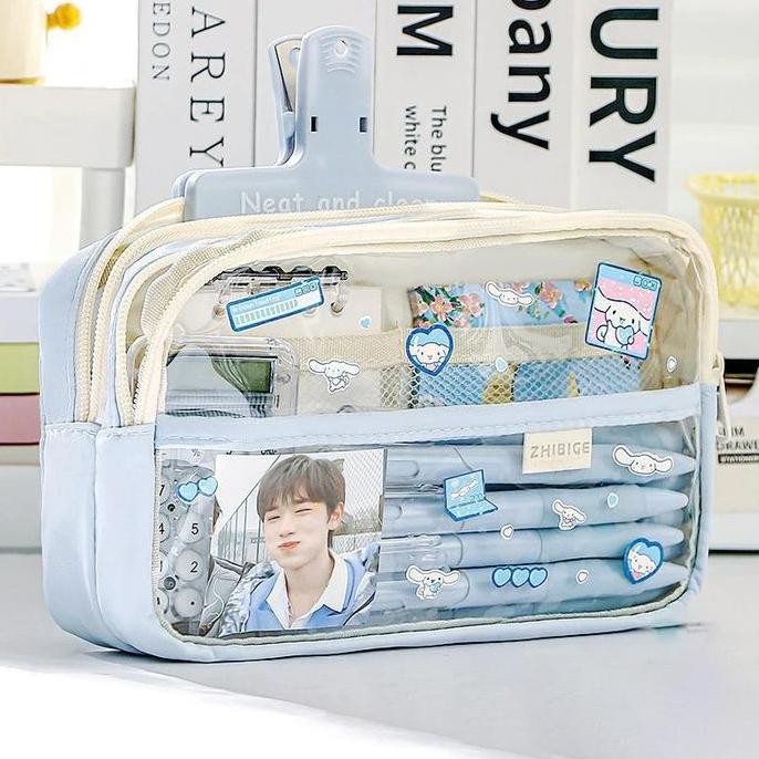 

Tempat Pensil Aesthetic Transparan Kotak Pensil Kanvas Cute Pensil Case Muat Banyak Korear Perlengkapan Alat Tulis Sekolah Desk Organizer Stationary