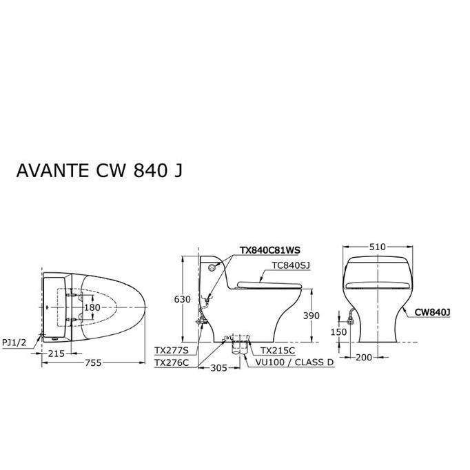Closed Toto Cw 840 J/One Piece Toilet Cw840J # White/Klosed Toto