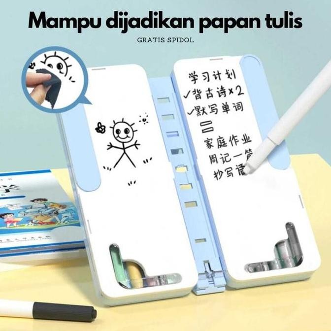 

K002 Kotak Pensil Lipat Multifungsi Dengan Papan Tulis Tatakan Buku TRM