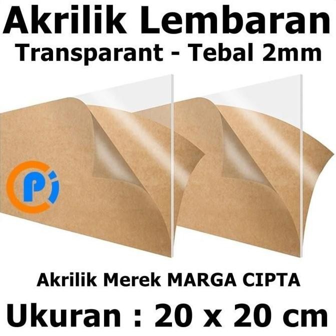 

Acrylic Akrilik Mika Lembaran Ukuran 20 X 20 Cm Tebal 2Mm Transparant