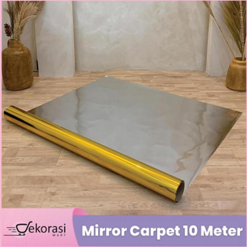 Terlaris Mirror Carpet 10 Meter/ Lantai Dekorasi/Mirror Runner Gold Dan Silver/Lantai Kaca