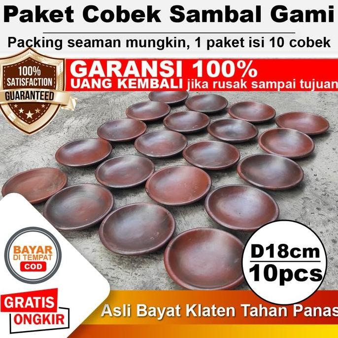 

10pcs - Diameter 18 cm - Paket Usaha Sambal Gami Bakar Piring Cobek Tanah Liat Tahan Panas Cowek Coek Cowet Coet