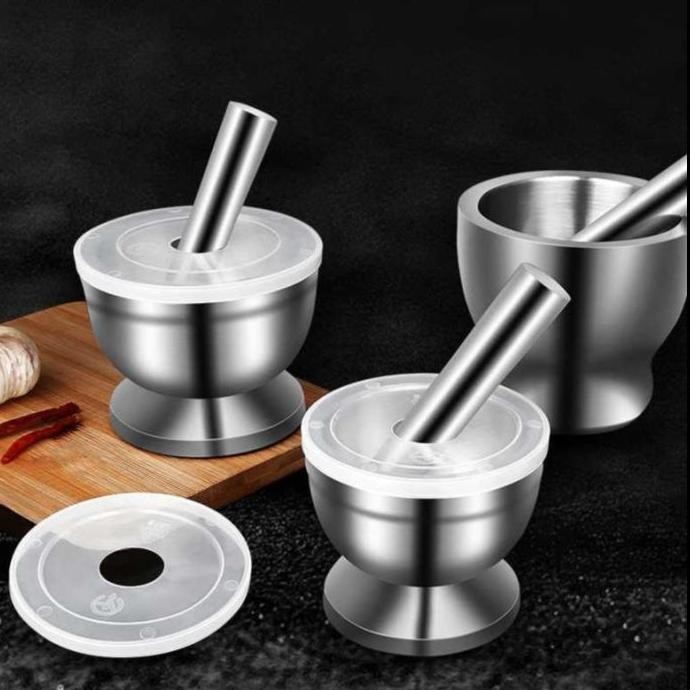 

Ulekan Stainless Tumbukan Cobek Bumbu Dapur Obat Rempah Kopi Sambal