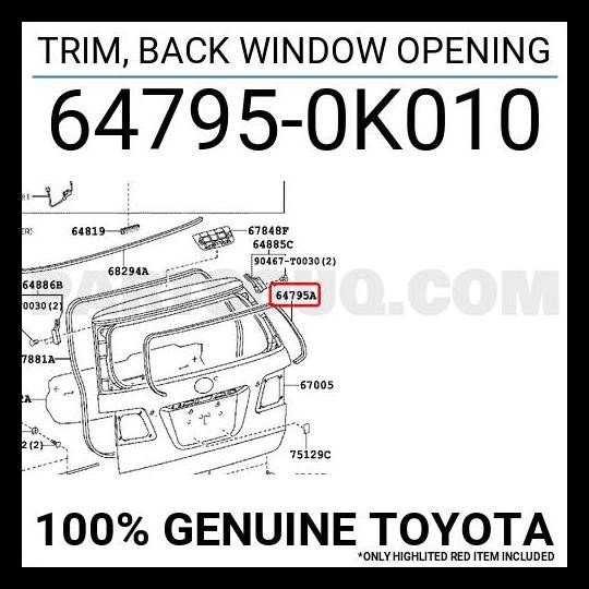 HOT DEAL KARET KACA BELAKANG FORTUNER 2004-2015 TRIM BACK SEKELILING ORIGINAL